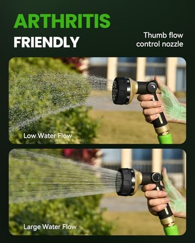 RAINPOINT Garden Hose Nozzle - 100% Heavy Duty Metal Thumb Control Spray Nozzles for Garden Hose High Pressure, 10 Pattern Water Hose Nozzle for Car Wash, Watering Lawn, Pets, Midnight Black - Image 2