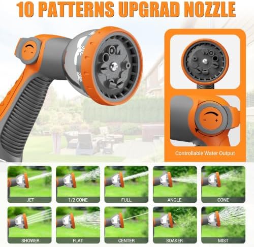 Retractable Garden Hose, 5/8" x 75 ft Wall Mounted Garden Hose Reel with 10-Pattern Hose Nozzle, Heavy Duty Water Hose Any Length Lock,Slow Return System,180°Swivel Bracket - Image 2
