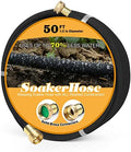 Soaker Hose 50ft for Garden Beds, Solid Brass Interface Irrigation Save 70% Water Heavy Duty Rubber 1/2" Diameter Great for Gardens/Flower Beds by HZGREEN