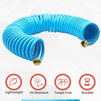 AUTOMAN Recoil Garden Hose 50 ft, EVA Curly Water Hose with Brass Connectors, Coil Garden Water Hose,Includes 7-Pattern Function Sprayer,Retractable,Corrosion Resistant Garden Coil Hose - Image 2