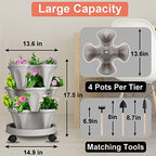 DUNCHATY Stackable Planter, Vertical Garden Planter with Wheels and Tools, Self Watering Strawberry Planter Indoor/Outdoor 3 Tier Herb Planter Pots for Growing Vegetables and Succulents,Gray - Image 7