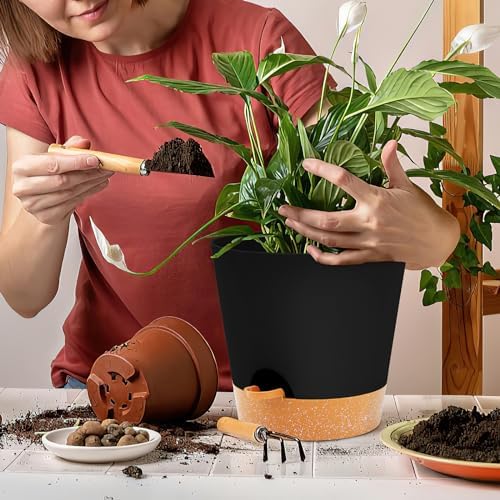 GARDIFE 10/9/8 inch Plant pots, planters for Indoor Plants, self Watering Plant Pot, Flower pots, Black - Image 7