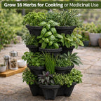 Vertical Garden Planter 4 Tier Stackable System 16 Plants, Space Saving Herb, Strawberry & Food Crop Planter with Center Support Hole for Indoor Outdoor Gardening (4, Midnight Black, Small) - Image 4