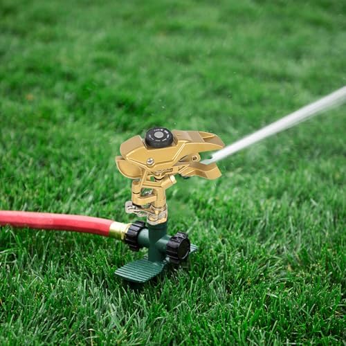 Hourleey 1/2 Inch Zinc Impact Sprinkler, 2 Pack Heavy Duty Lawn Sprinkler Head with Nozzles, Adjustable 0-360 Degree Impulse Watering Sprinklers for Large Coverage Garden Grass Yard Irrigation - Image 3