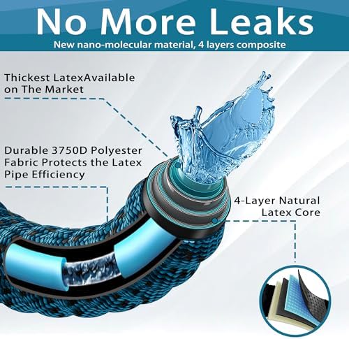 75 ft Garden Hose - Expandable Garden Hose with 10 Function Spray Nozzle - Kink-Free, Lightweight, Durable, Flexible, 2026 New Retractable Water Hoses for Yard, Lawn, Gardening(Blue Black) - Image 4