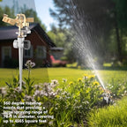 JaGely 3 Pcs Lawn Impact Sprinklers for Yard Heavy Duty Brass Water Sprinkler with Spike Base 360° Adjustable Lawn Irrigation Equipment for Large Area Garden Grass Yard Patio - Image 6