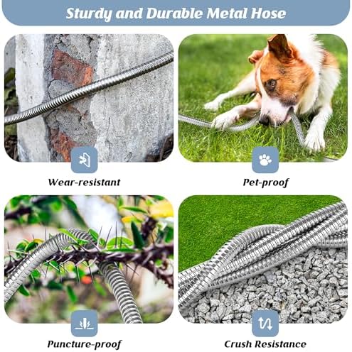 Garden Hose 100FT with 10 Function Nozzle, Water Hose with Leak-proof Connectors No-Kink Lightweight Puncture-proof Pet-proof Sturdy Hose for Outdoor Yard（Light Silver） - Image 6