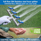 304 Stainless Steel Garden Hose Splitter 4 Way Heavy Duty, Full Flow T Valve Water Hose Splitter With 2.1" Extra Long Handle, Lead-free，3/4" GHT Thread Connector For Outdoor Spigot Faucet - Image 3