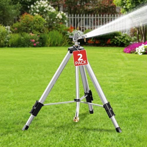 SPECILITE Brass Impact Tripod Sprinkler for Yard, Waters up to 70ft, 2 Pack by SPECILITE