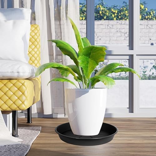 OVZILKI 3 Pack of Plant Saucer Tray 16 inch, Heavy Duty Plastic Pot Plant Drip Trays Saucers for Indoors Outdoor, Plant Water Tray for Planters 14 15" (16", Black) - Image 7