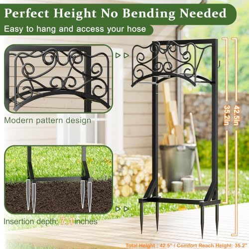 Garden Hose Holder Water Freestanding Heavy Duty Water Hose Holder for Outside with 4 Spikes - Image 5