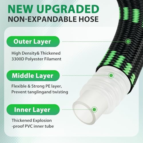 Garden Hose 75 ft Water Hose Flexible Non-Expandable Outdoor Heavy Duty Lightweight Leakproof Kink-free flex Watering Hose Pipe for 3/4 inch Fitting Yard Lawn Outside Car Wash - Image 2
