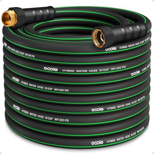 Heavy Duty Garden Hose 73ft, NON-EXPANDABLE Flexible Water Hose, Kink Resistant Lightweight Hybrid Hose, Leakproof Hose Male to Female Fittings by EOOIOGARDEN
