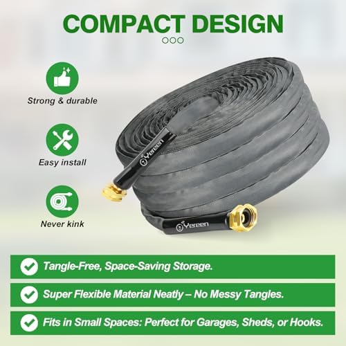 75FT Non-Expanding Garden Hose, Lightweight Flexible Flat Hose, Kink-Free, Burst-Resistant, High-Pressure Water Hose for Outdoor, RV, Lawns, Cleaning - Image 3
