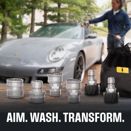 Active M22-14mm Pressure Washer Quick Connect Kit, 304 Stainless Steel M22-14mm to 3/8" Male to Female Quick Disconnect Kit for Power Washer Assembly - Image 2
