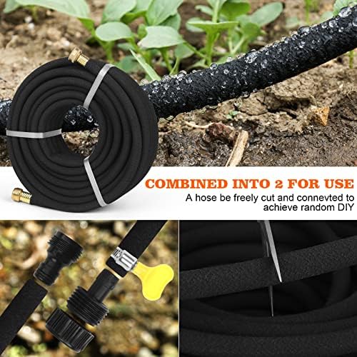 Soaker Hose 100 FT for Garden with 1/2" Diameter Irrigation Hose Save 70% of Water Solid Brass Interface Eminently Suitable for Lawn and Garden Bed Cover - Image 3