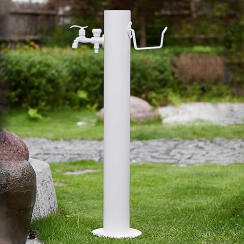 Outdoor Aluminum Alloy Cylindrical Garden Water Column, Freestanding Hose Holder Hydrant with Tap for Garden Farm Ranch Backyard（86 * 10.5cm/34 * 4in） by Unknown