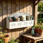 Rustic 4-Compartment Metal Planter Box, Distressed Galvanized Farmhouse Planter for Indoor Outdoor Herbs Succulents Flowers, Vintage Decorative Plant Pot for Home Patio Garden Decor - Image 5