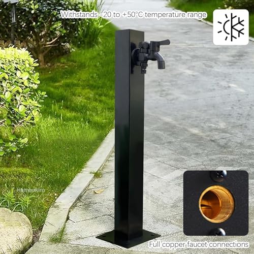Stainless Steel Outdoor Water Spigot, Black Garden Water Column Floor Mount Water Tap for Lawn Irrigation Patio Yard Use, Decorative Water Feature Fountain Faucet Post(Height: 95cm/37.4in) - Image 4