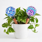 Decorative Mosaic Plant Watering Globes, 2 Pack Automatic Self Watering Spikes with Terracotta Stakes for Indoor Outdoor Garden Plants, Multi by Chonsun