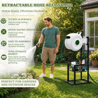 Retractable Hose Reel Stand, Ground Mounted, Adjustable, Fit Most Hose Reel - Image 4