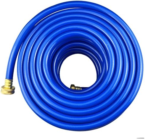 Darnassus PVC Garden Hose 1/2 Inch Green Heavy Duty Water Hose with Solid Brass Fittings,No Leaking, Flexible,for outdoors,Lawns,Patio (100 FT, Blue, Brass Fittings) by Darnassus