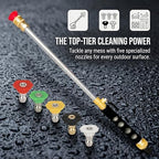 Garden Hose Nozzle High Pressure, Pressure Washer Gun for Garden Hose with 5 Interchangeable Nozzles, Jet Hose Pressure Nozzle for Car, Patio & Garden Cleaning – Black - Image 2