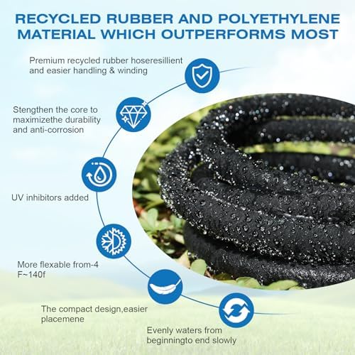 100 FT 1/2" Round Soaker Hose for Gardens and Flower Beds Irrigation - Image 3