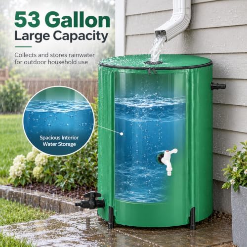Rain Catchers for Outside, 53 Gallon Collapsible Rain Barrel with Spigot - Image 4