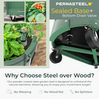 Permasteel Self-Watering Garden Bed, Rolling Planter for Vegetables, Flowers, Herbs, and Fruit, Outdoor Indoor, Caster Wheels, Sage - Image 5