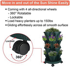 GameXcel Vertical Planter Tower - 4 Tier Stackable Garden Planters with Wheels and Tools Plant Pots for Strawberry Herb Flower and Vegetable Indoor Outdoor Use Green 2 Pack - Image 6