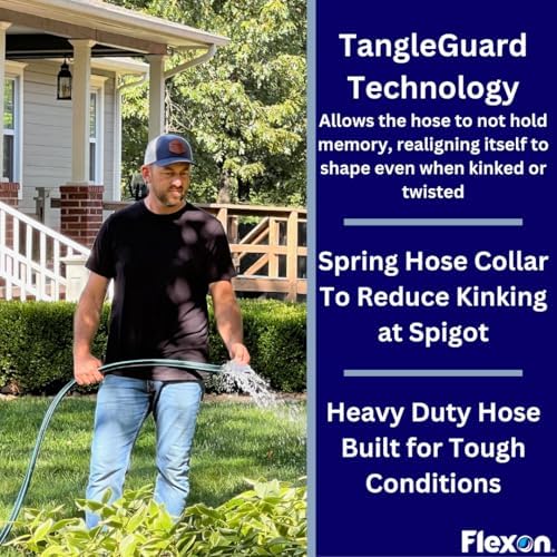 Flexon 5/8" x 100 ft. Guardian Heavy Duty Kink Resistant Garden Hose with TangleGuard Technology – Durable, Flexible, Tangle-Free Watering, Ideal for Lawn, Garden, and Outdoor Use - Image 2