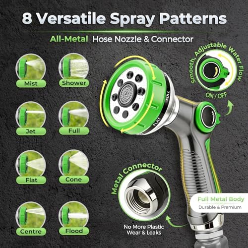 Garden Hose 100 Ft With 8-Pattern Spray Nozzle, 5/8" Lead-Free Water Hose - Image 3