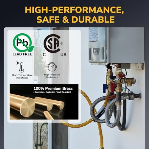 Tankless Water Heater Service Valve Kit, 3/4 Inch IPS Isolator Set with Pressure Relief Valve, Hot & Cold Shut-Off Valves, Lead-Free Premium Brass, Compatible with Rheem, Rinnai, Navien - Image 5