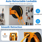 Retractable Air Hose Reel, 3/8" x 50FT EPDM Rubber Air Hose, 300PSI Max, Auto-Rewind & Length-Lock, 1/4" NPT Fitting, Ceiling/Wall Mount Heavy Duty Dual Arm Steel Reel for Workshop/Garage - Image 3