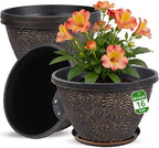 Nooulap 4 Pack 16 Inch Large Plant Pots with Drainage Holes and Saucers by Nooulap