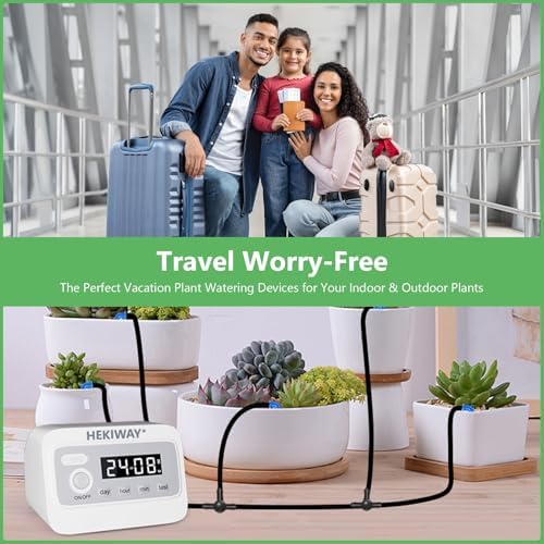 82FT Automatic Plant Watering System–HEKIWAY 390 Adjustable Watering Modes, Supports 30 Pots | Indoor Garden System & Vacation Plant Watering Devices, Auto Watering for Plants Outdoor - Image 7