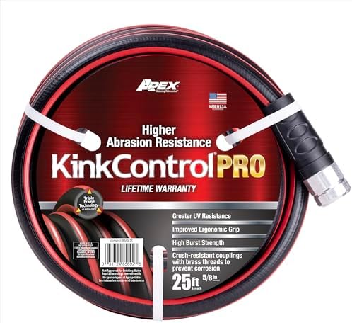 Kink Control Pro Garden Hose, Water Hosewith Superior UV Resistance, Ergonomic Grip, High Burst Strength, Triple Frame Technology for Kink Resistance, 25 Ft by TeknorApex