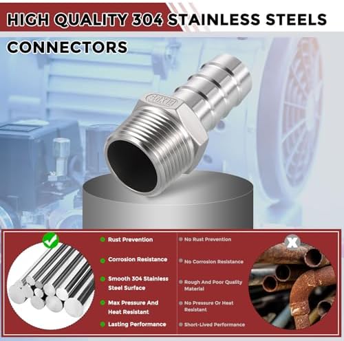 10pcs Stainless Steel Hose Barb Fitting 3/4" Barb to 3/4" NPT Male - Image 4