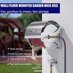 Garden Hose Reel 1/2 Inch Heavy Duty Hose, Outdoor Portable Stainless Steel Hose Storage Stand with Crank, Wall/Floor Mounted Water Pipe Car Roll Hose Holder, Patio Hoses Butler Rack Swivel Bracket - Image 3