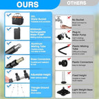 Portable Misting System with Standing, 6000mAh Water Cooling Misters Set for Outside Patio - 20L Bucket, 4.9FT(59IN) Adjustable Height for Outdoor, Beach, Pool, Water Playing, Sprinkler, Camping - Image 6