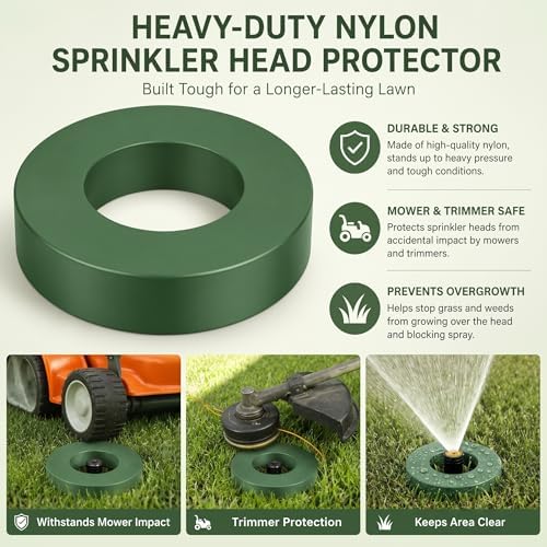 Yaomiao 8 Pieces Sprinkler Head Protector, 6.3 Inch Green Nylon Ring - Image 3