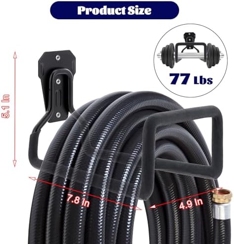 4 Pack Garden Hose Holder Wall Mounted, Heavy Duty Metal Water Hose Hanger - Image 3
