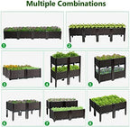 Giantex Raised Garden Bed, Set of 4 Planter Raised Beds Kits with Drain Holes for Fruit Flowers Vegetables, Outdoor Elevated Planting Box for Lawn Patio Balcony, Easy Assembly, Rattan-Like Look, Brown - Image 5