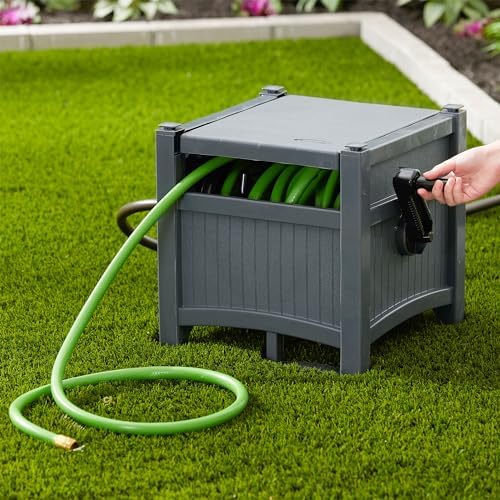 Suncast 100 ft Garden Hose Reel Hideaway, Cyberspace Grey - Image 6
