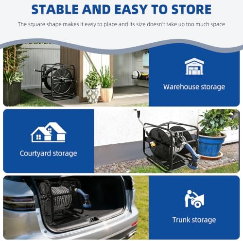 Heavy Duty Metal Garden Hose Reel with 100 Ft 3/4-Inch Water Pipe - Image 6