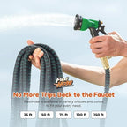Flexi Hose with 8 Function Nozzle, 150FT - Lightweight Expandable Garden Hose, No-Kink Flexibility, 3/4 Inch Solid Brass Fittings and Double Latex Core - Black and Green - Image 2