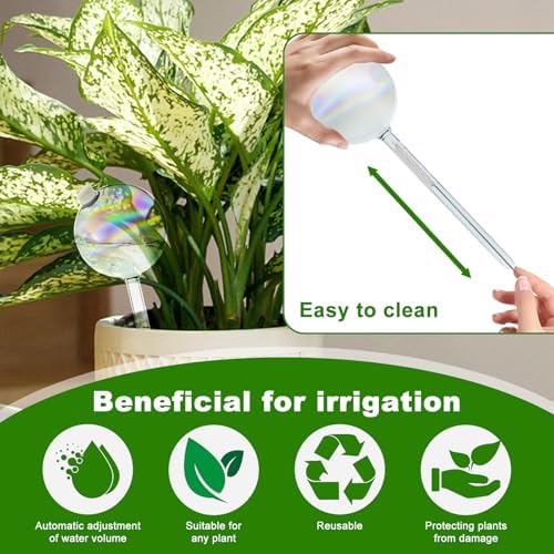 4 Pack Plant Watering Globes - 380ml Self-Watering Bulbs, Automatic Plant Waterer for Indoor & Outdoor Potted Plants, Vacation Plant Care Essential, Decorative Glass Design (380ml/13oz) - Image 2