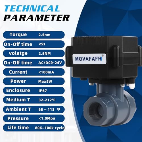 1" Motorized Ball Valve UPVC - 2 Wire Auto Return Electric Water Valve with Full Port, 9-24V AC/DC Automatic Ball Valve, IP67 - Image 6