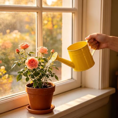 1L Retro Metal Painted Watering Can with Long Spout - Image 3
